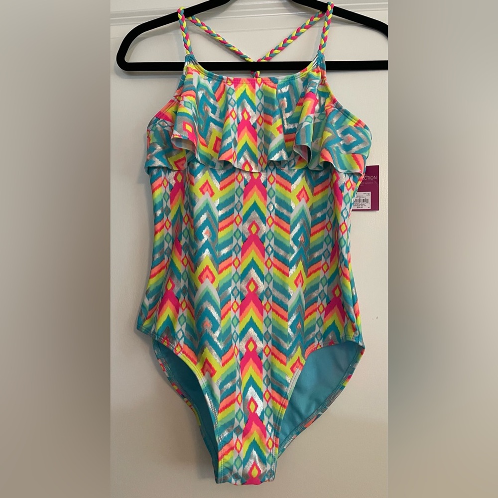 SO Gemstone IKAT One-Piece swimsuit Size Girls 16P
